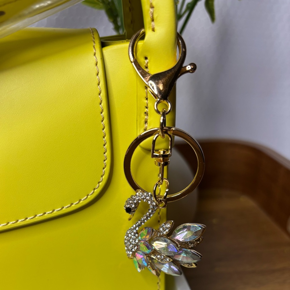 Dooney & Bourke Yellow Crossbody Bag with Crystal Swan Charm - Picture 10 of 14